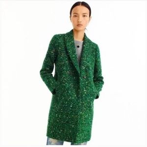 JCREW GREEN TWEED PEACOAT SIZE 12